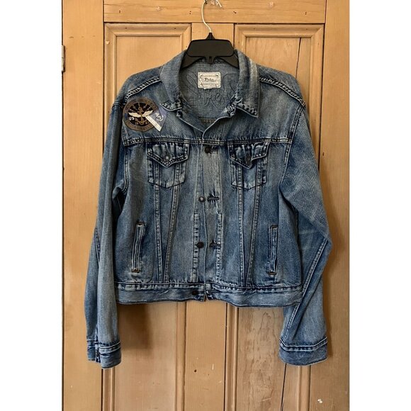 Polo Ralph Lauren Womens Bear Capsule Patches Denim Jacket Sz. Large Blue AN EXC - Picture 5 of 12